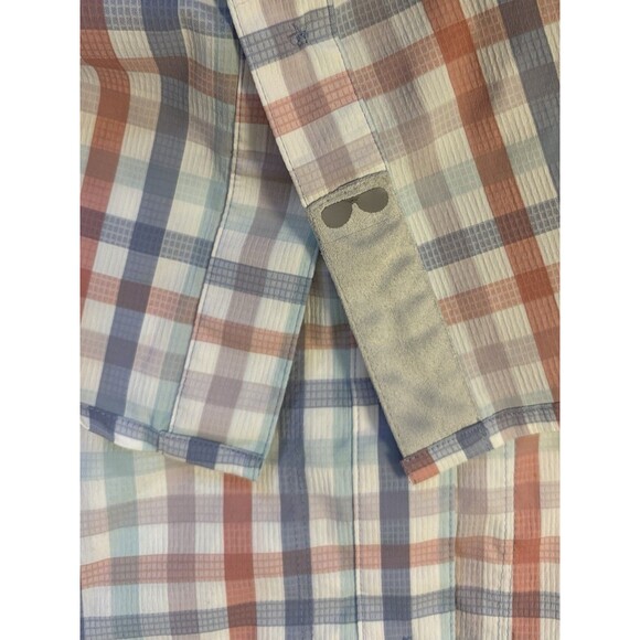 COOLIBAR Nassau Fishing Shirt Men Large Pastel Gingham Button Up UPF 50+ - Picture 13 of 16